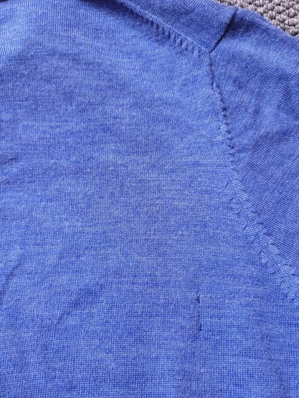 Stile Di Vita Sweater Mens XL Extra Fine Merino Blue Collared Long Sleeve Ribbed